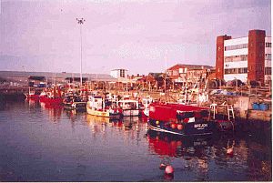 Lowestoft and the old harbour for fishing boats.