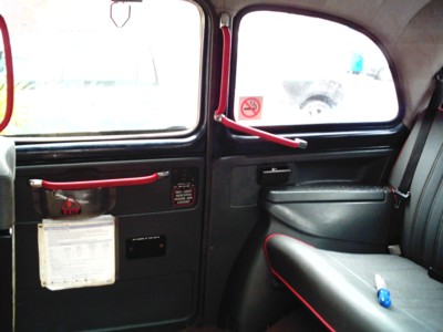 The original painted interior of a london black cab.